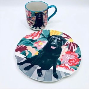Anthropologie Jay McClellan Studio Black Lab plate and mug set